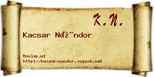 Kacsar Nándor névjegykártya