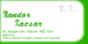 nandor kacsar business card